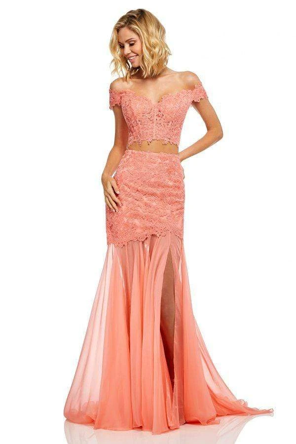 Sherri Hill - 52719 Two Piece Lace Off-Shoulder Chiffon Trumpet Dress 5 Sherri Hill - 52719 Two Piece Lace Off-Shoulder Chiffon Trumpet Dress
