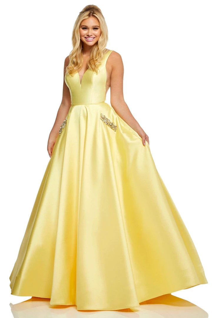 Sherri Hill - 52726 V-Neck Beaded Mikado Long Dress 5 Sherri Hill - 52726 V-Neck Beaded Mikado Long Dress