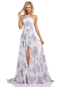 Sherri Hill - 52727 Asymmetric Long Print Dress