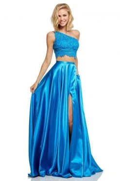 Sherri Hill - 52730 Two Piece Lace One Shoulder Charmeuse A-line Dress