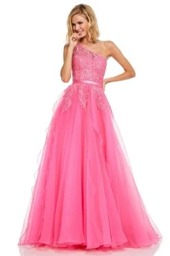 Sherri Hill - 52736 Long Lace Embroidered One Shoulder A-line Dress