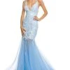 Sherri Hill - 52741 Lace Deep V-neck Tulle Mermaid Dress 2 Sherri Hill - 52741 Lace Deep V-neck Tulle Mermaid Dress