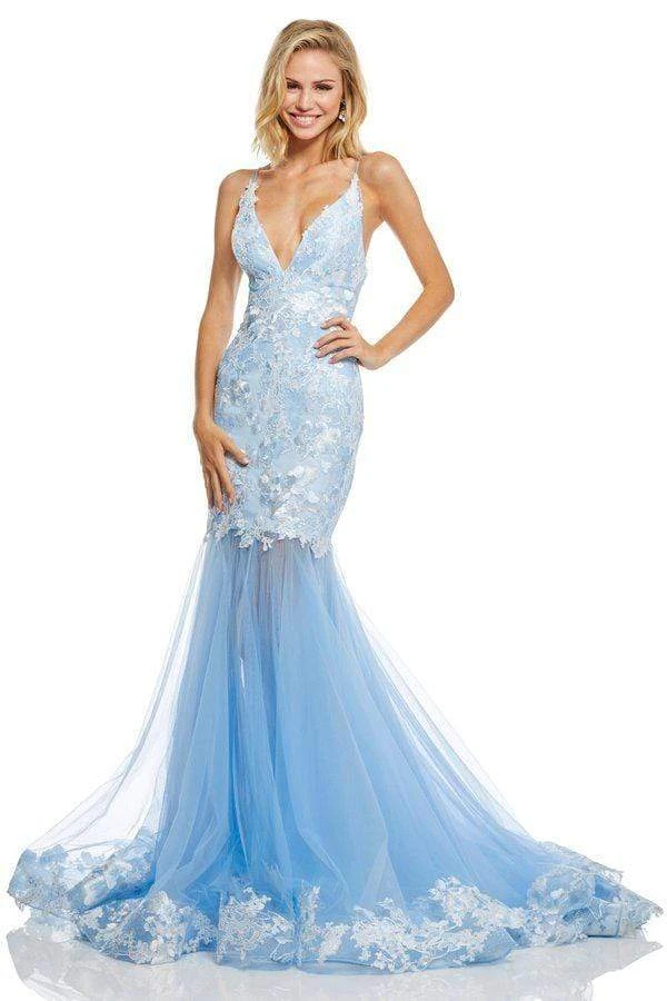 Sherri Hill - 52741 Lace Deep V-neck Tulle Mermaid Dress 3 Sherri Hill - 52741 Lace Deep V-neck Tulle Mermaid Dress