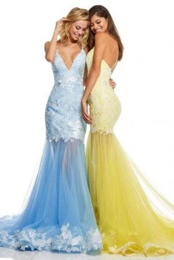 Sherri Hill - 52741 Lace Deep V-neck Tulle Mermaid Dress 13 Sherri Hill - 52741 Lace Deep V-neck Tulle Mermaid Dress