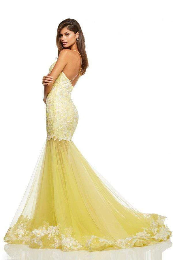 Sherri Hill - 52741 Lace Deep V-neck Tulle Mermaid Dress 6 Sherri Hill - 52741 Lace Deep V-neck Tulle Mermaid Dress