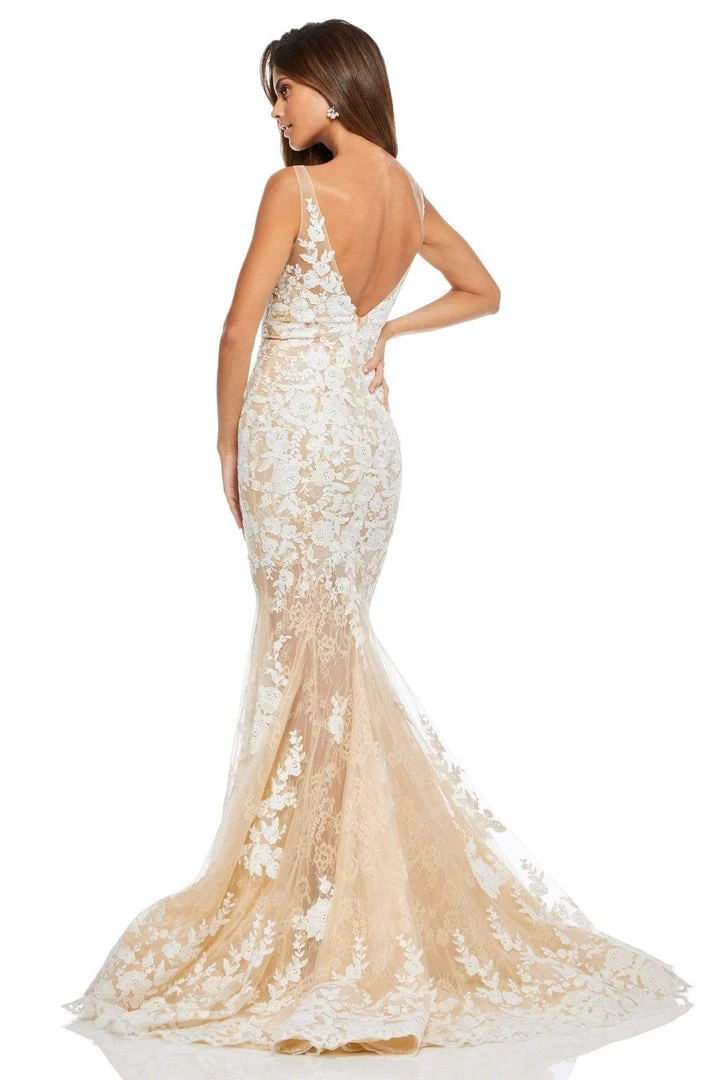 Sherri Hill - 52743 Laced V-Neck Trumpet Dress 4 Sherri Hill - 52743 Laced V-Neck Trumpet Dress