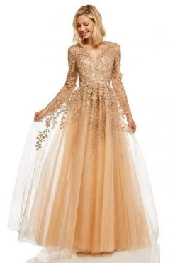 Sherri Hill - 52746 Plunging V-Neck Long Lace Dress