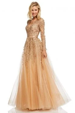 Sherri Hill - 52746 Plunging V-Neck Long Lace Dress 8 Sherri Hill - 52746 Plunging V-Neck Long Lace Dress