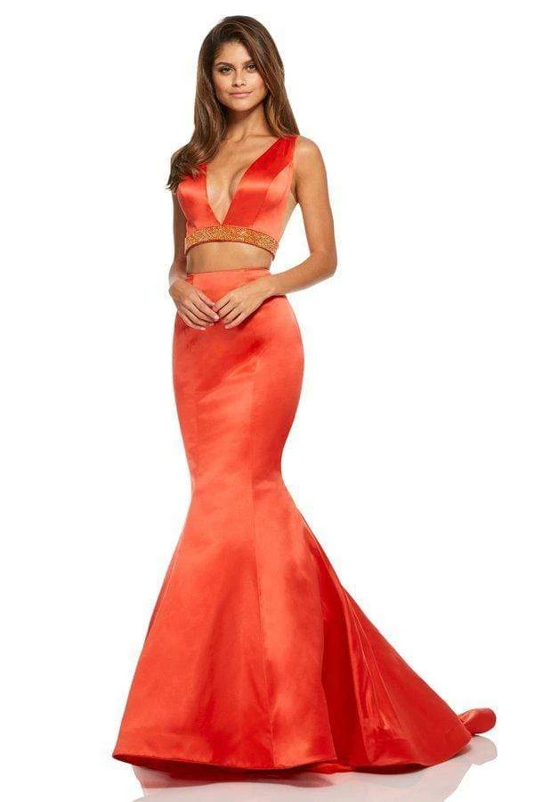 Sherri Hill - 52762 Fitted Two Piece Plunging V-Neck Dress 3 Sherri Hill - 52762 Fitted Two Piece Plunging V-Neck Dress
