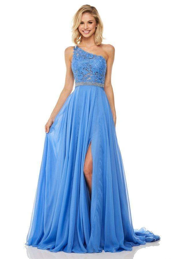 Sherri Hill - 52770 Lace One Shoulder Chiffon A-line Gown 3 Sherri Hill - 52770 Lace One Shoulder Chiffon A-line Gown