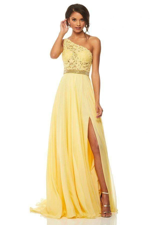 Sherri Hill - 52770 Lace One Shoulder Chiffon A-line Gown 5 Sherri Hill - 52770 Lace One Shoulder Chiffon A-line Gown