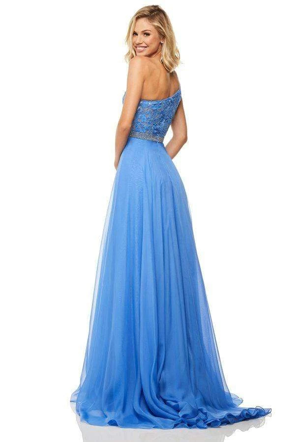 Sherri Hill - 52770 Lace One Shoulder Chiffon A-line Gown 4 Sherri Hill - 52770 Lace One Shoulder Chiffon A-line Gown