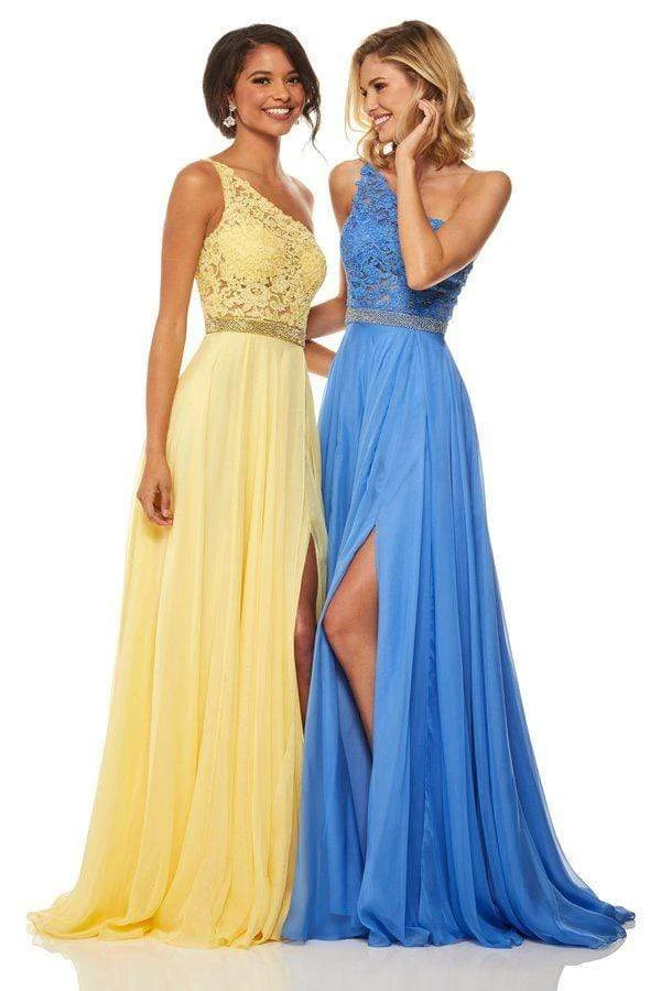 Sherri Hill - 52770 Lace One Shoulder Chiffon A-line Gown 6 Sherri Hill - 52770 Lace One Shoulder Chiffon A-line Gown