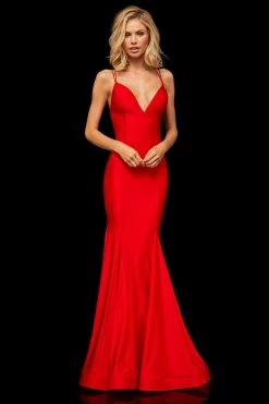 Sherri Hill - 52779 Crisscross Lace Up Fitted Sexy Dress