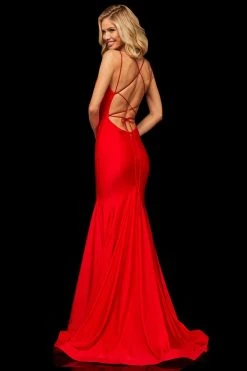 Sherri Hill - 52779 Crisscross Lace Up Fitted Sexy Dress