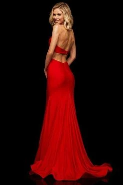 Sherri Hill - 52782 Satin Halter Dress With Sexy Open Back