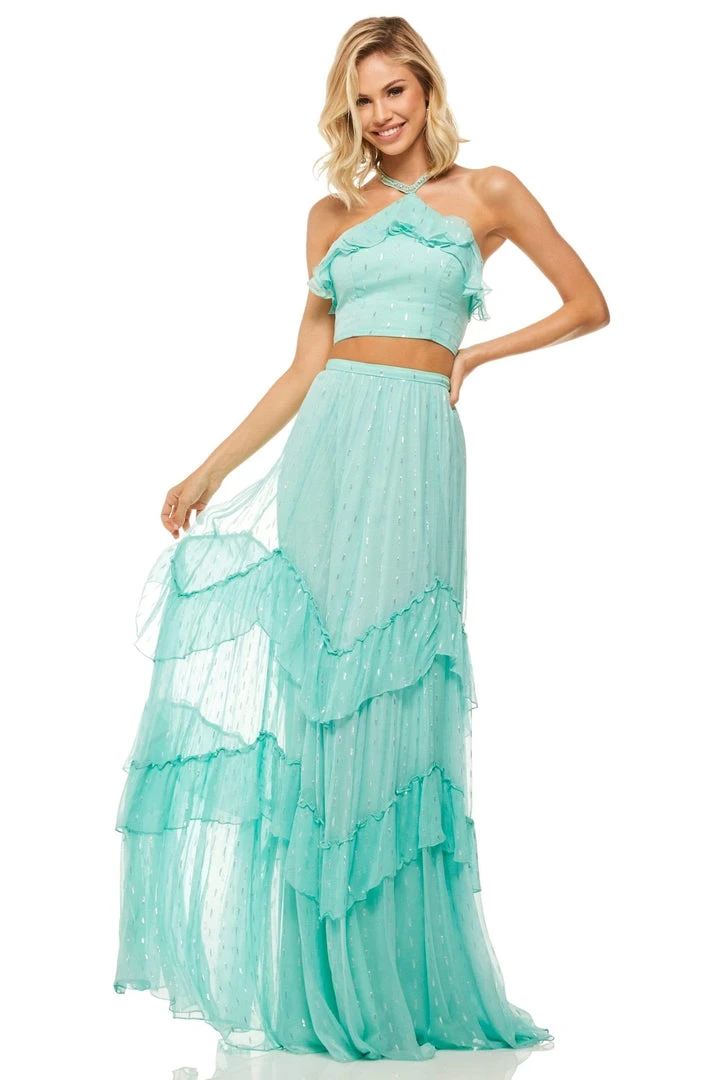 Sherri Hill - 52798 Ruffle Detailed Halter Neck Two Piece Long Dress 3 Sherri Hill - 52798 Ruffle Detailed Halter Neck Two Piece Long Dress