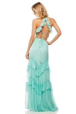 Sherri Hill - 52798 Ruffle Detailed Halter Neck Two Piece Long Dress