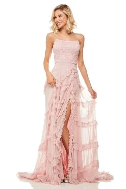 Sherri Hill - 52805 Lace Scoop Neck Chiffon Sheath Dress