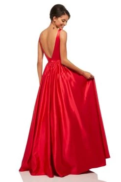 Sherri Hill - 52813 Long Scoop Neck Satin A Line Dress 5 Sherri Hill - 52813 Long Scoop Neck Satin A Line Dress