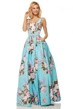 Sherri Hill - 52814 Floral Print Square A-Line Gown