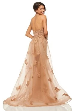 Sherri Hill - 52819 Plunging V- Neckline Lace Appliqued Dress