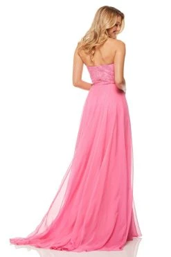 Sherri Hill - 52822 Strapless Chiffon A-Line Gown With Lace Appliques