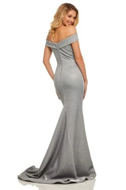 Sherri Hill - 52825 Off The Shoulder Fitted Glitter Evening Dress