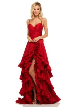 Sherri Hill - 52834 Crisscross Bodice Ruffled High Low Gown 18 Sherri Hill - 52834 Crisscross Bodice Ruffled High Low Gown