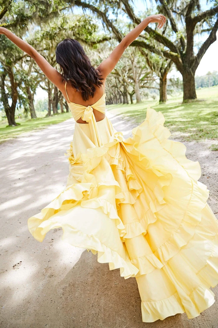 Sherri Hill - 52834 Crisscross Bodice Ruffled High Low Gown 9 Sherri Hill - 52834 Crisscross Bodice Ruffled High Low Gown