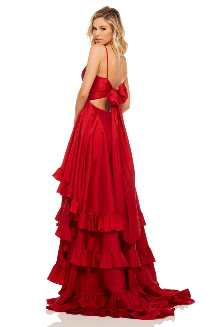 Sherri Hill - 52834 Crisscross Bodice Ruffled High Low Gown 11 Sherri Hill - 52834 Crisscross Bodice Ruffled High Low Gown