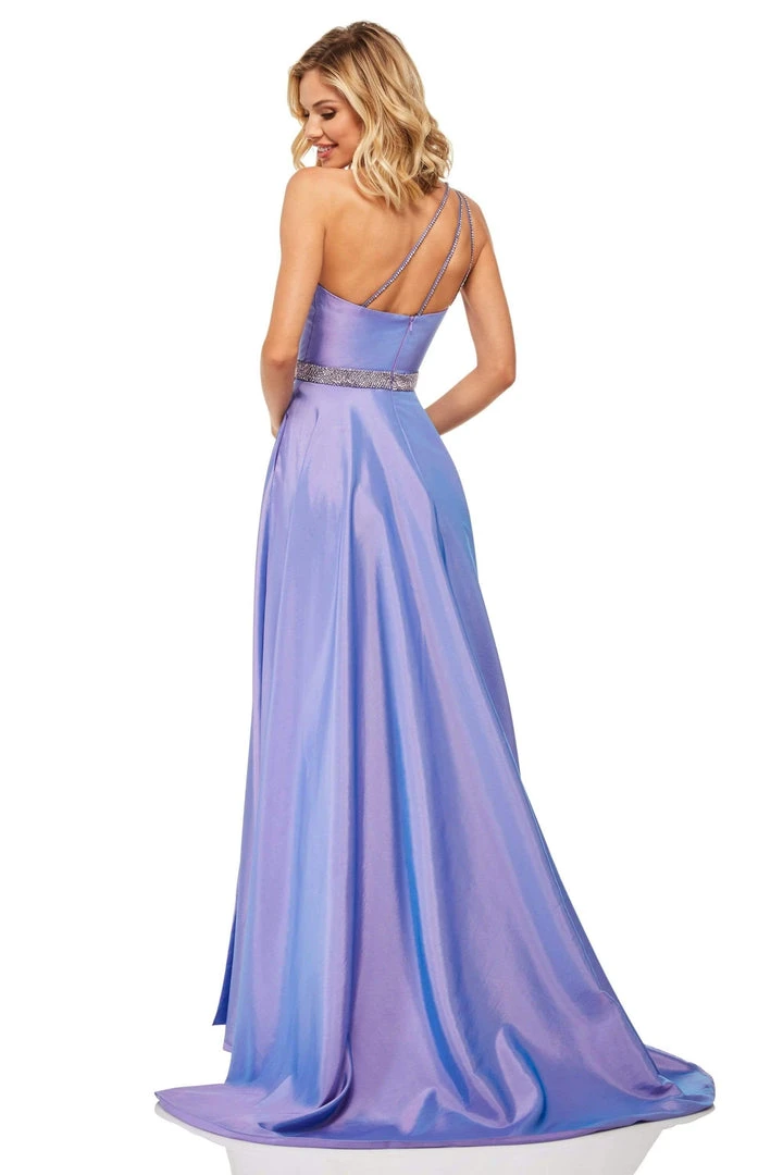 Sherri Hill - 52838 Ruched Bodice Asymmetrical High Slit Gown 4 Sherri Hill - 52838 Ruched Bodice Asymmetrical High Slit Gown