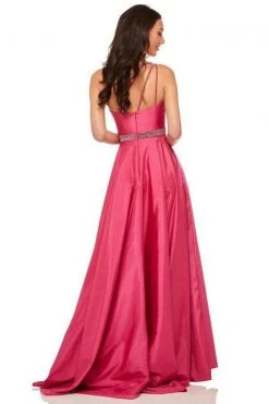 Sherri Hill - 52838 Ruched Bodice Asymmetrical High Slit Gown 9 Sherri Hill - 52838 Ruched Bodice Asymmetrical High Slit Gown