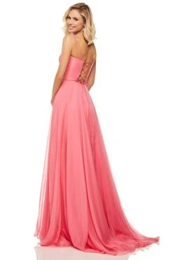 Sherri Hill - 52839 Taffeta Lace-up Back Long Chiffon Dress 20 Sherri Hill - 52839 Taffeta Lace-up Back Long Chiffon Dress