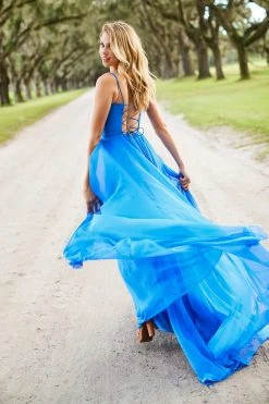 Sherri Hill - 52839 Taffeta Lace-up Back Long Chiffon Dress 24 Sherri Hill - 52839 Taffeta Lace-up Back Long Chiffon Dress