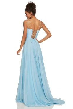 Sherri Hill - 52839 Taffeta Lace-up Back Long Chiffon Dress 22 Sherri Hill - 52839 Taffeta Lace-up Back Long Chiffon Dress