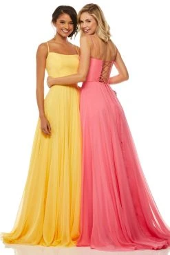 Sherri Hill - 52839 Taffeta Lace-up Back Long Chiffon Dress 28 Sherri Hill - 52839 Taffeta Lace-up Back Long Chiffon Dress