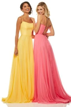 Sherri Hill - 52839 Taffeta Lace-up Back Long Chiffon Dress 29 Sherri Hill - 52839 Taffeta Lace-up Back Long Chiffon Dress