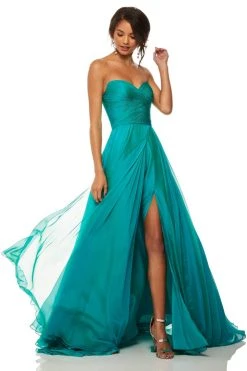 Sherri Hill - 52840 Strapless Sweetheart Pleated Chiffon Gown