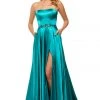 Sherri Hill - 52841 Strapless High Slit Charmeuse A Line Dress
