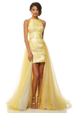 Sherri Hill - 52859 Halter Long Yellow Dress