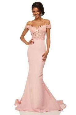 Sherri Hill - 52874 Off-Shoulder Lace Mermaid Evening Gown