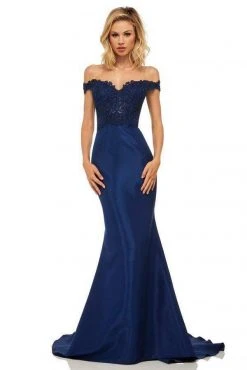 Sherri Hill - 52874 Off-Shoulder Lace Mermaid Evening Gown