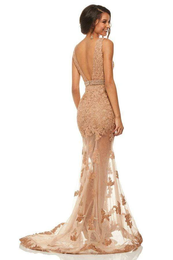 Sherri Hill - 52875 Plunging V-Neck Lace Long Dress 9 Sherri Hill - 52875 Plunging V-Neck Lace Long Dress