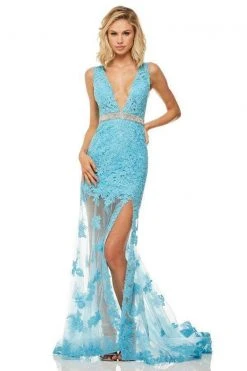 Sherri Hill - 52875 Plunging V-Neck Lace Long Dress 13 Sherri Hill - 52875 Plunging V-Neck Lace Long Dress