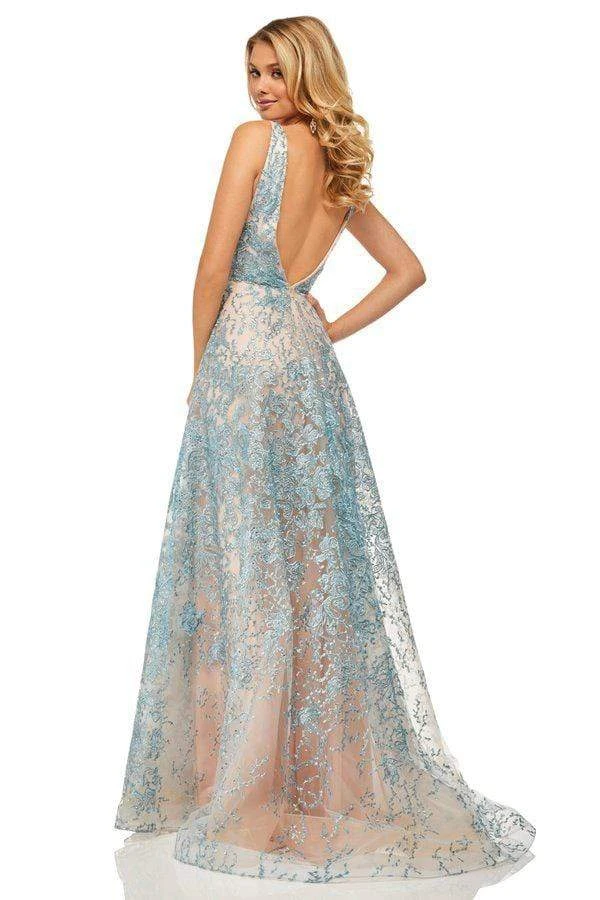 Sherri Hill - 52877 Long Lace Deep V-neck A-line Dress 6 Sherri Hill - 52877 Long Lace Deep V-neck A-line Dress