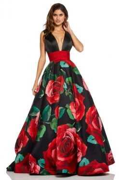 Sherri Hill - 52898 V-Neck Long Black Dress