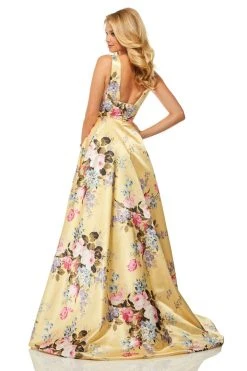 Sherri Hill - 52909 Floral Print Deep V-neck A-line Dress 13 Sherri Hill - 52909 Floral Print Deep V-neck A-line Dress