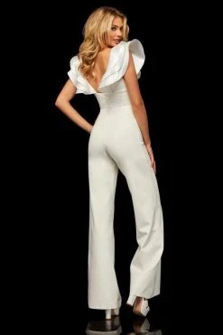 Sherri Hill - 52934 Ruffled Deep V-neck Jumpsuit
