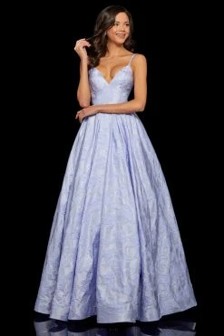 Sherri Hill - 52953 Deep V-neck A-line Dress With Train